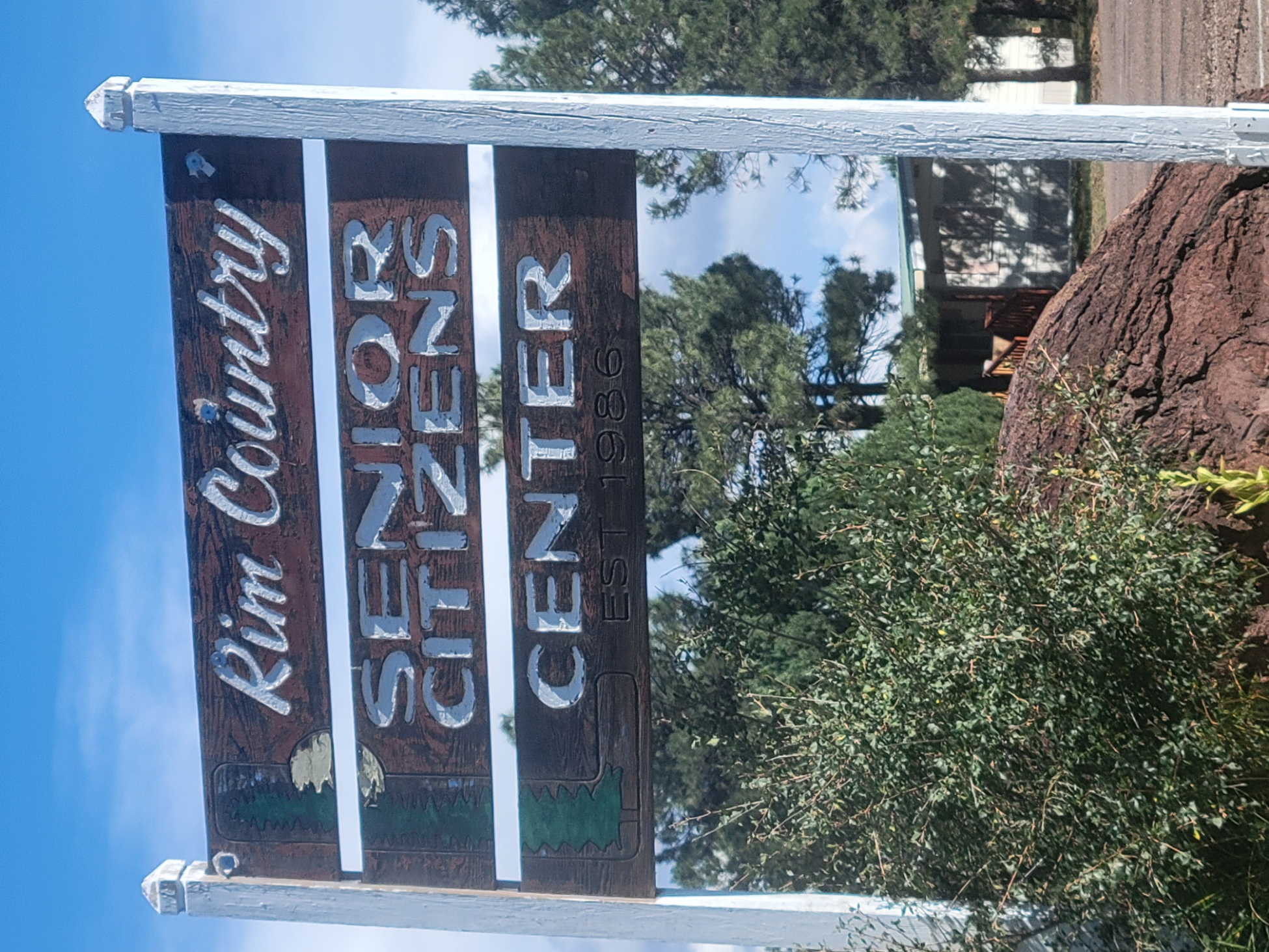 Rim Country Senior Citizens Center sign, established in 1986